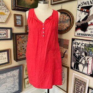 Allen Allen Womens Sleeveless Red Natural Fiber Linen A-Line Tunic Dress L